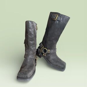 Michael Kors Brown Suede Moto Boots